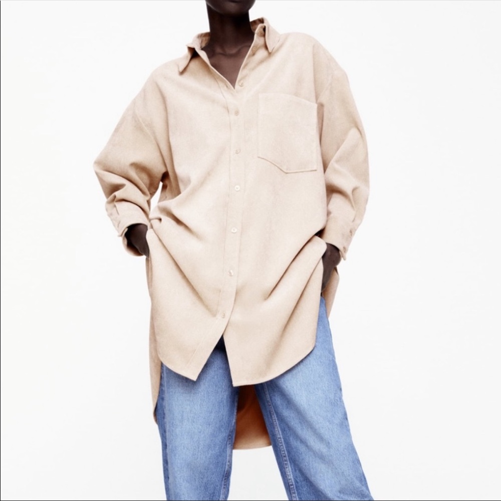 Oversized fine wale corduroy shirt Zara